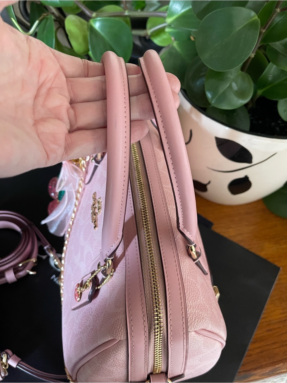 Coach Rowan Satchel in Powder Pink Signature Canvas with Matching Wristlet - Picture 5 of 11